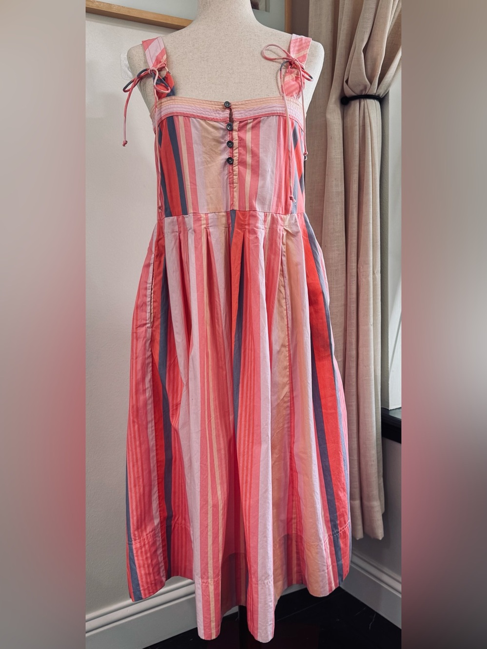 NWT Free People Candy Stripe Cotton Maxi Dress Pockets S